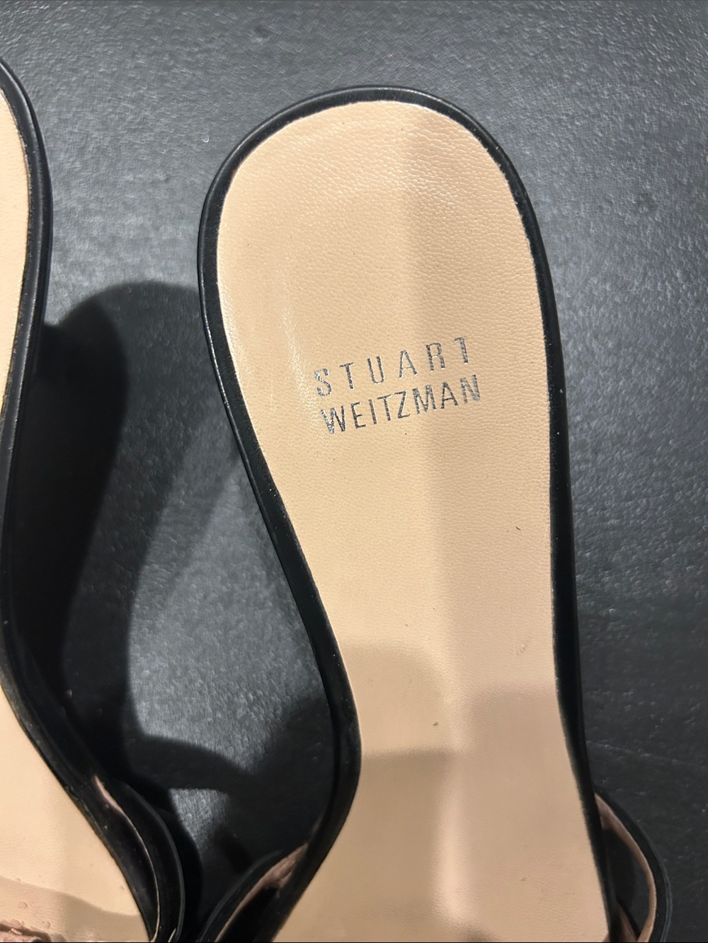 Stuart Weitzman Black and Beige Tassel Slide Sandals - Picture 2 of 5